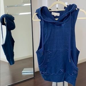 Niyama sol blue sleeveless destroyed hoodie xs